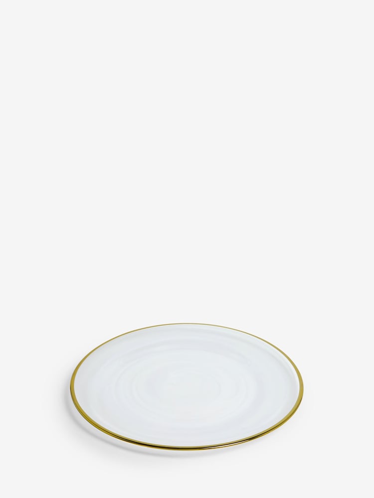 White Swirled Glass Charger Plate - Image 4 of 4