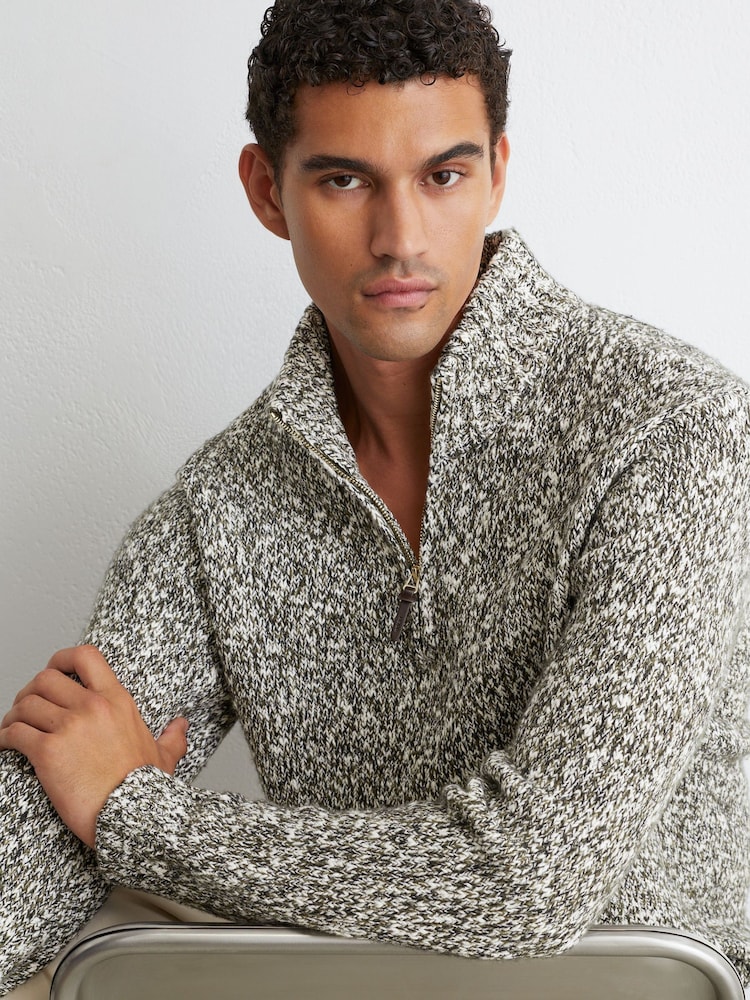 Reiss Sebastian Cotton and Wool Speckled Knit Jumper - 7的图像1｝
