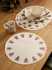 Set of 4 Natural Christmas Gingerbread Printed Placemats - Image 1 of 3