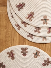 Set of 4 Natural Christmas Gingerbread Printed Placemats - Image 2 of 3