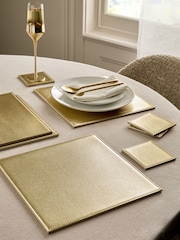 Set of 4 Gold Reversible Faux Leather Placemats and Coasters - Image 1 of 3