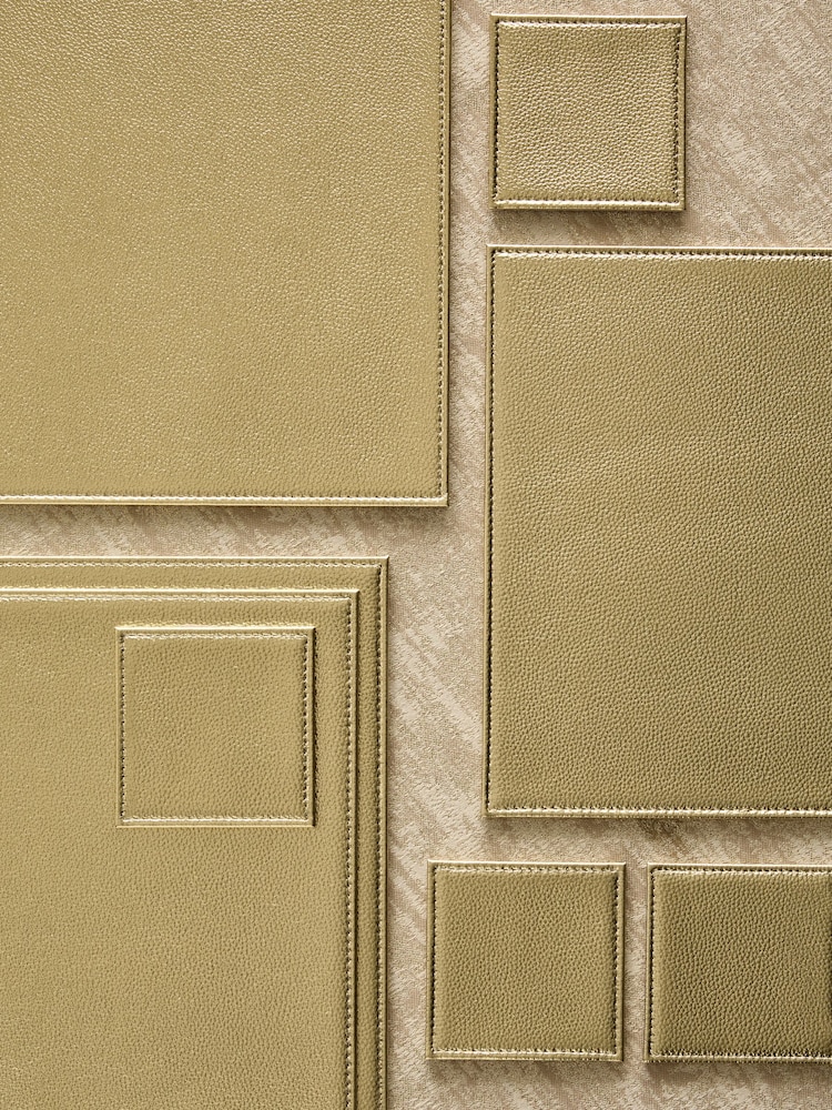Set of 4 Gold Reversible Faux Leather Placemats and Coasters - Image 2 of 3