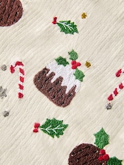 Natural Christmas Pudding 100% Cotton Kitchen Table Runner - Image 3 of 4
