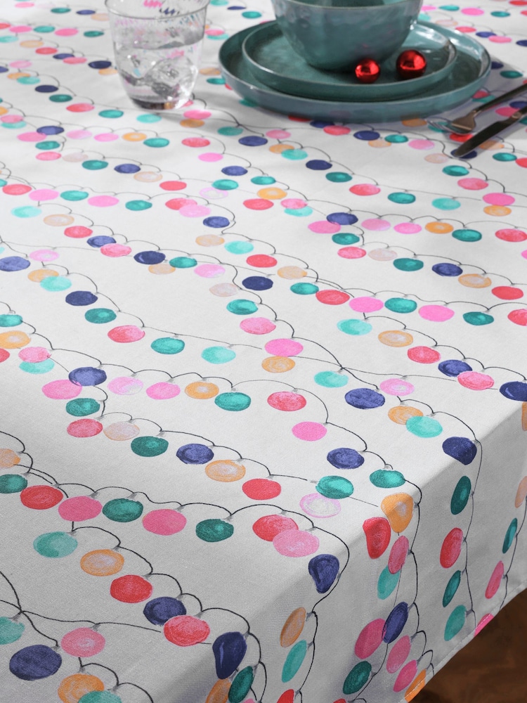 Multi Christmas Lights Wipe Clean Tablecloth - Image 1 of 6