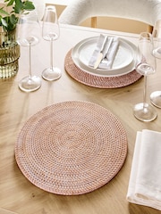 Set of 2 Natural Rattan Weave Placemats - Image 1 of 3