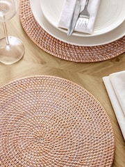 Set of 2 Natural Rattan Weave Placemats - Image 2 of 3