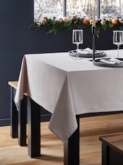 Grey Linen Look 100% Cotton Table Cloth - Image 1 of 4