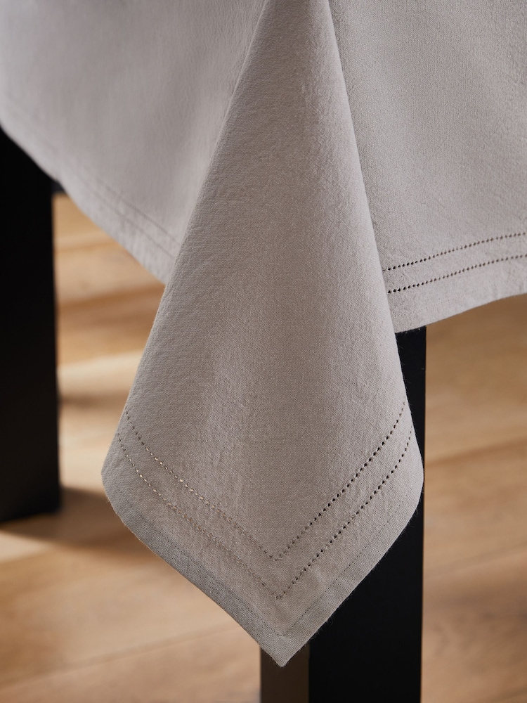Grey Linen Look 100% Cotton Table Cloth - Image 2 of 4