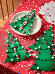 Set of 4 Green Christmas Tree Cutlery Pouch - Image 1 of 3
