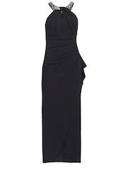 Gina Bacconi Kasandra Halter Beaded Neck Maxi Black Dress - Image 5 of 5