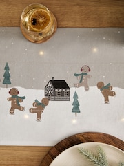 Natural Christmas Gingerbread 100% Cotton Light Up Table Runner - Image 3 of 6