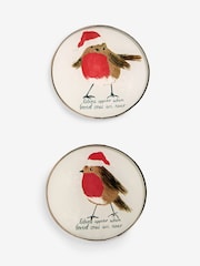 Set of 2 Natural Christmas Robin Glass Coasters - Image 4 of 4