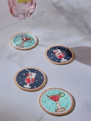 Set of 4 Blue Cocktail Beaded Coasters - Image 1 of 4