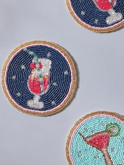Set of 4 Blue Cocktail Beaded Coasters - Image 2 of 4