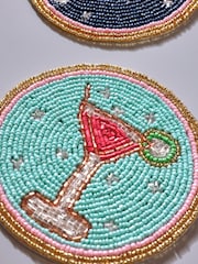 Set of 4 Blue Cocktail Beaded Coasters - Image 3 of 4