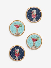 Set of 4 Blue Cocktail Beaded Coasters - Image 4 of 4