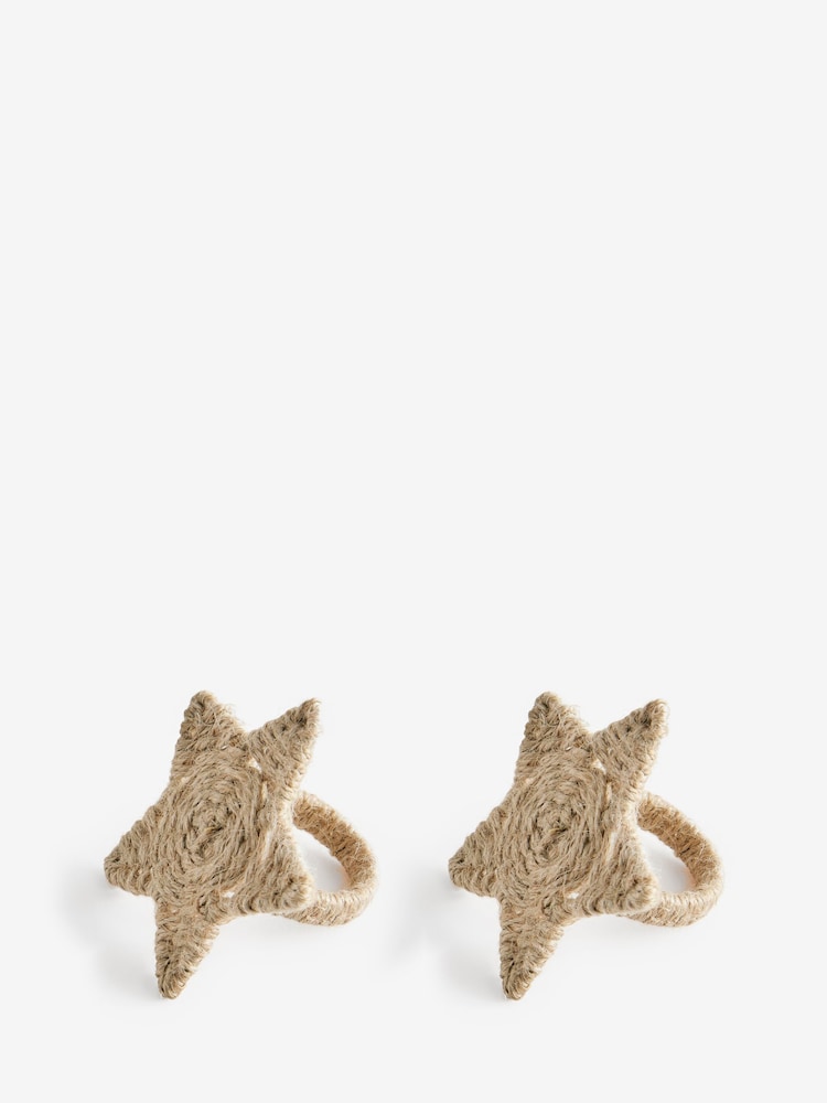 Set of 2 Natural Star Christmas Napkin Rings - Image 3 of 3