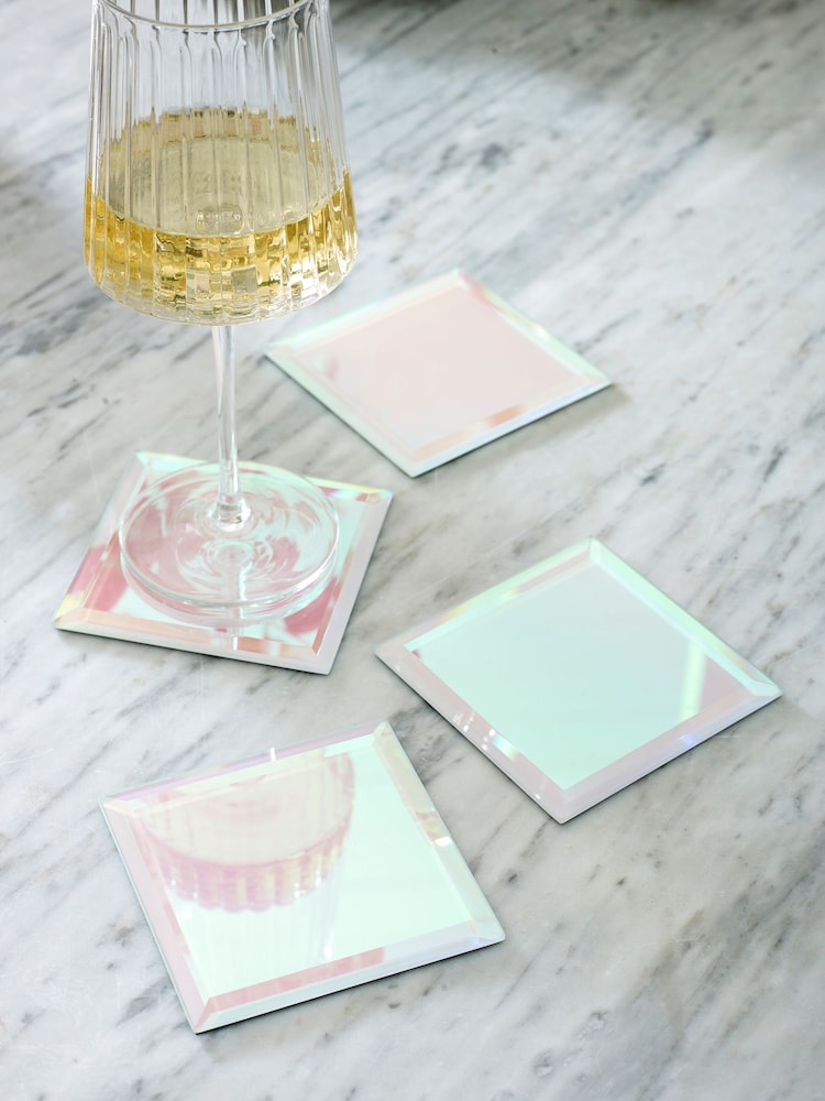 Set of 4 Pink Lustre Glass Coasters - Image 1 of 4