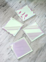 Set of 4 Pink Lustre Glass Coasters - Image 2 of 4