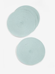 Set of 4 Mint Woven Stripe Placemats - Image 2 of 3
