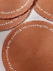 Set of 4 Orange Embroidered Leaf Placemats - Image 2 of 4