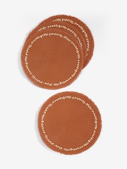 Set of 4 Orange Embroidered Leaf Placemats - Image 4 of 4