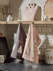Natural Ghost 100% Cotton Tea Towel and Oven Mitt Set - Image 1 of 3