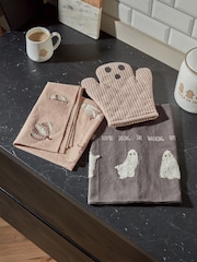 Natural Ghost 100% Cotton Tea Towel and Oven Mitt Set - Image 2 of 3