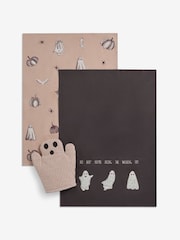 Natural Ghost 100% Cotton Tea Towel and Oven Mitt Set - Image 3 of 3
