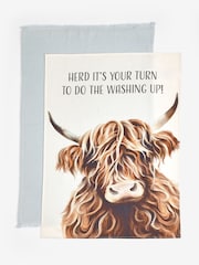 Conjunto de toalhas de chá 2 Hamish the Highland Cow 100% algodão - Imagem 2 de 4