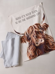 Conjunto de toalhas de chá 2 Hamish the Highland Cow 100% algodão - Imagem 3 de 4