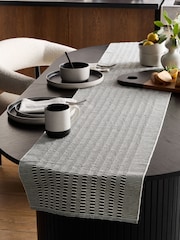 Black/White Bronx 100% Cotton Kitchen Table Runner - Image 1 of 4