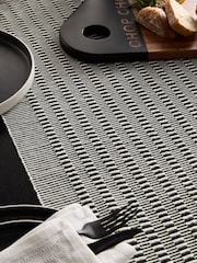 Black/White Bronx 100% Cotton Kitchen Table Runner - Image 4 of 4