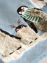 Set of 2 Blue Christmas Penguin 100% Cotton Tea Towels - Image 3 of 4