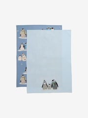 Set of 2 Blue Christmas Penguin 100% Cotton Tea Towels - Image 4 of 4