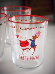 Set of 4 Red Fun Santa Christmas Tumbler Glasses - Image 1 of 4