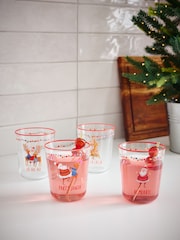 Set of 4 Red Fun Santa Christmas Tumbler Glasses - Image 2 of 4