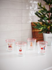 Set of 4 Red Fun Santa Christmas Tumbler Glasses - Image 3 of 4
