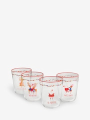 Set of 4 Red Fun Santa Christmas Tumbler Glasses - Image 4 of 4