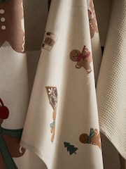 Set of 3 Natural Gingerbread Tea 100% Cotton Towels - Image 3 of 4