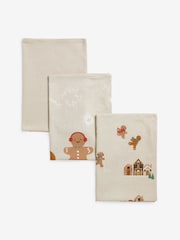Set of 3 Natural Gingerbread Tea 100% Cotton Towels - Image 4 of 4