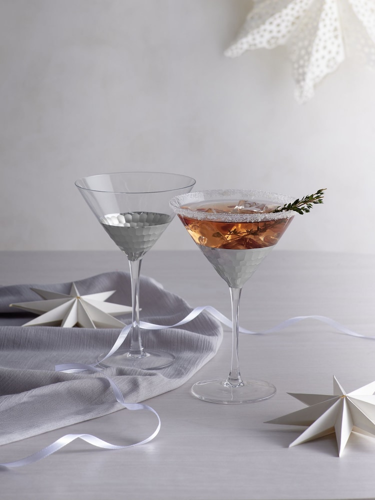 Set of 2 Silver Ellerie Hammered Cocktail Glasses - Image 1 of 4
