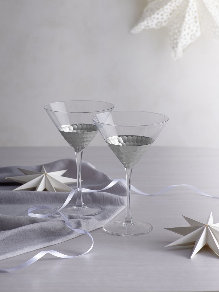 Set of 2 Silver Ellerie Hammered Cocktail Glasses - Image 2 of 4 Set of 2 Silver Ellerie Hammered Cocktail Glasses - Image 2 of 4