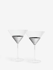 Set of 2 Silver Ellerie Hammered Cocktail Glasses - Image 4 of 4