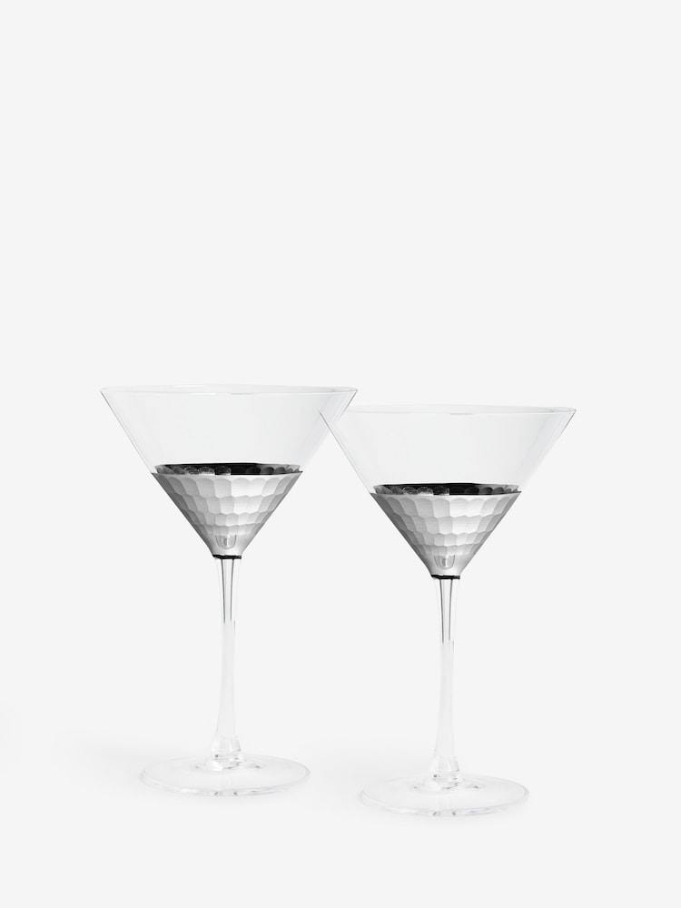 Set of 2 Silver Ellerie Hammered Cocktail Glasses - Image 4 of 4