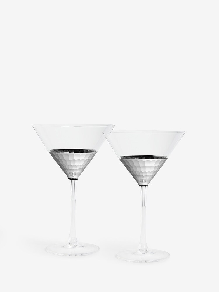 Set of 2 Silver Ellerie Hammered Cocktail Glasses - Image 4 of 4 Set of 2 Silver Ellerie Hammered Cocktail Glasses - Image 4 of 4