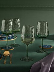 Set of 4 Green Anais Wine Glasses - Image 1 of 5