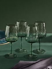 Set of 4 Green Anais Wine Glasses - Image 2 of 5