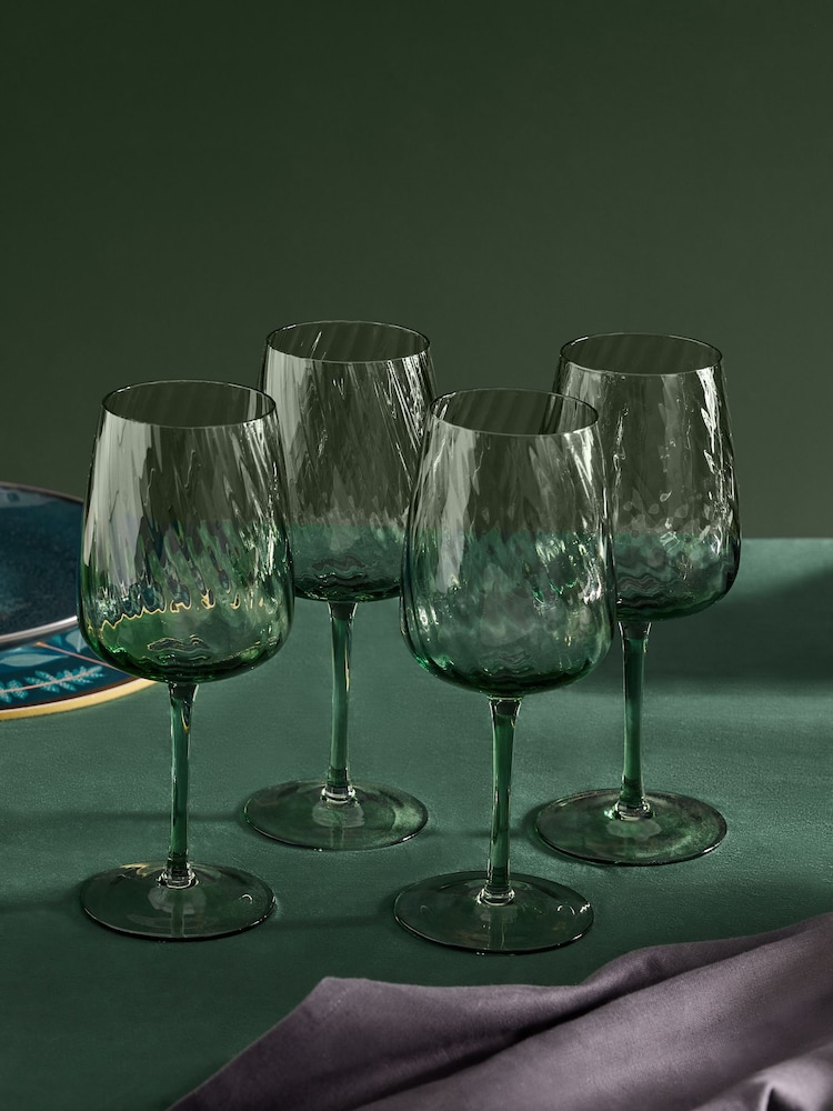Set of 4 Green Anais Wine Glasses - Image 2 of 5