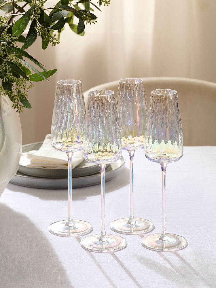 Set of 4 Iridescent Alessia Champagne Flutes - Image 2 of 4